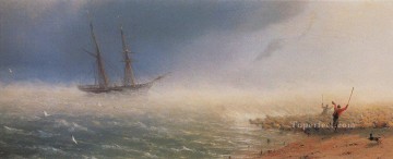 イワン・コンスタンティノヴィチ・アイヴァゾフスキー Painting - 嵐によって海に追いやられた羊 イワン・アイヴァゾフスキー